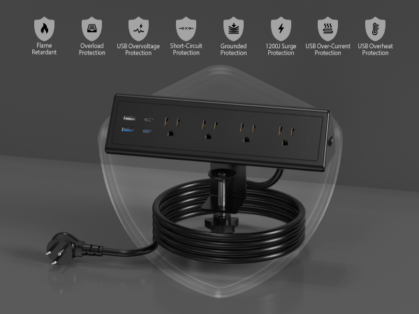 Nightstand Edge Mount Power Strip