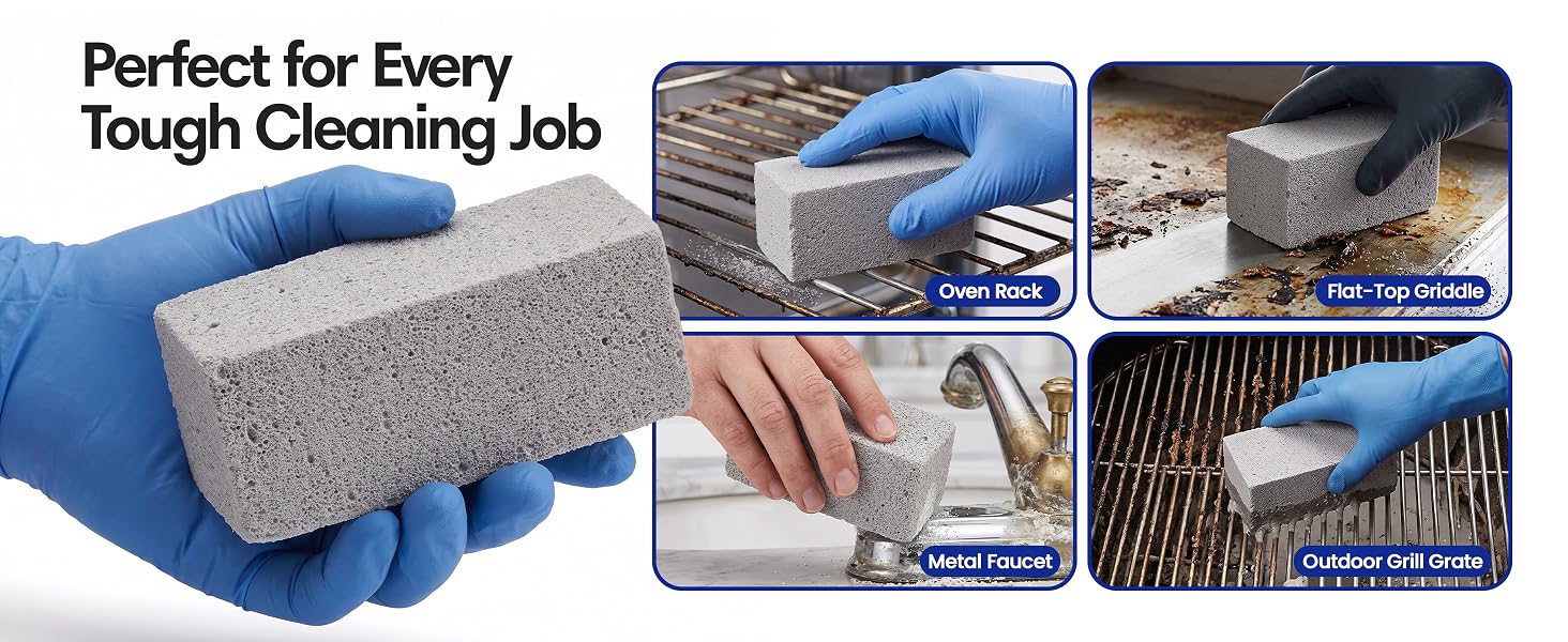 PUMIE Jumbo Scouring Brick, Large Scale Heavy Duty Pumice Cleaning Brick for Flat Top Grill