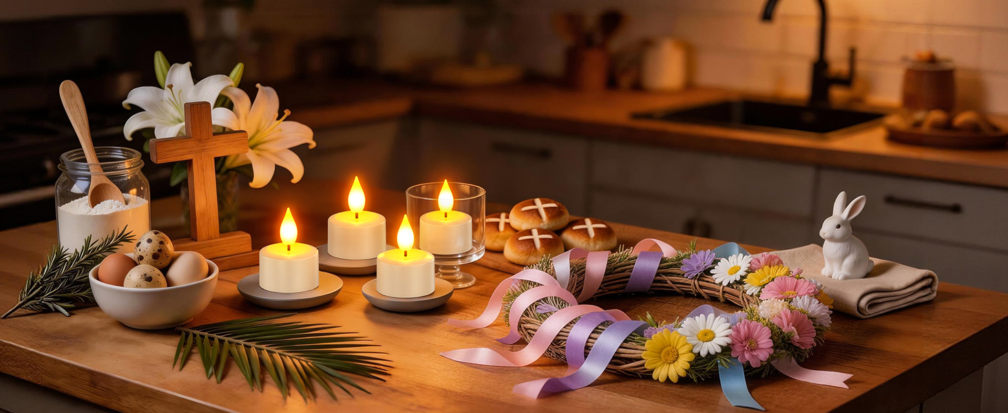 rechargeable electric votive LED tea lights with remote timer Easter decorations