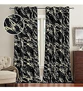 MIULEE Luxury Velvet Curtains 84 Inches Long Glitter Metallic Marble Pattern Gold Foil Print Bedr...