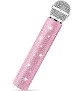 Facmogu Pink Microphone Decorative Sleeve, Microphone Cover, Pretend Glitter Bedazzled Microphone...