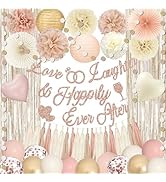 Champagne Gold Beige Boho Bridal Shower Decorations, Bachelorette Party Decorations Love Laughter...