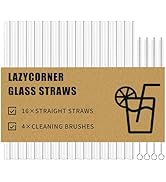 Lazycorner Reusable Glass Straws Set 16 Pcs 8.5''x 10MM Straight Clear Glass Drinking Straws, Set...