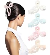 4 PCS Acrylic Bow Hair Clips for Women Bow Cute Claw Clip 4.3" Large Hair Claw Clips for Thick or...