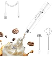 LUODIRGB Milk Frother Handheld, Rechargeable Frother Wand for Coffee, Electric Whisk with 2 Heads...
