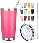 ATIKZHE 20oz Tumbler with Straw and Brush, Stainless Steel Vacuum Insulated tumbler, Double Wall ...