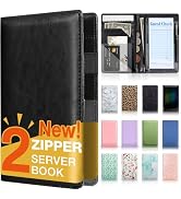 Forvencer Server Book, 2 Zipper Pocket, Server Books for Waitress, Waitress Book for Servers, Fit...
