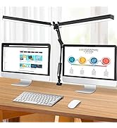JOSTIC LED Desk Lamp with Clamp, Super Bright Double Head Desk Lamps for Home Office, 5 Color Mod...