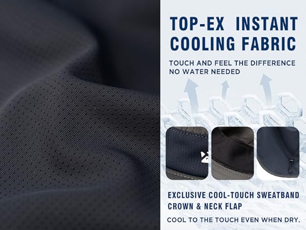 nstant cooling fabric with breathable texture and sweat-wicking crown and neck flap for sun hats