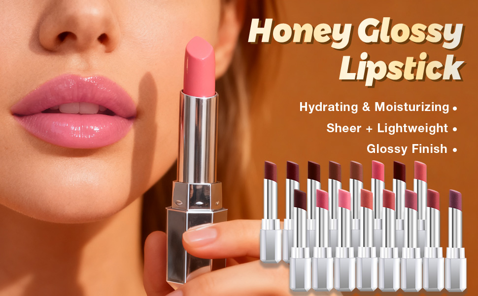 Kaely Honey Glossy Lipstick for Women, Moisturizing Shine Lipstick for Dry Lips