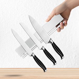 Silver 12 inch magnetic knife holder with 10 hooks 10inch