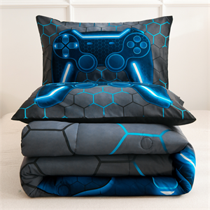 blue grey gamer comforter set