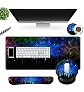 Large Gaming Mouse Mat and Mouse Pad Wrist Keyboard Wrist Rest Set, Dinky Anti-Slip Base Mousepad...