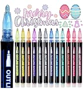 Glitter Markers Outline Pens Metallic,12 Christmas Gifts Stocking Stuffers Teen Girl Gifts Trendy...