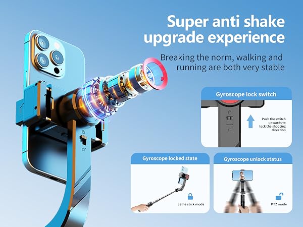 Gimbal Stabilizer for Smartphone ,with Retractable Selfie Stick and Tripod,