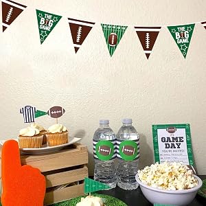 Football Party Decorations Green Brown Football Pennant Banner Fabric Triangle Garland Streamers