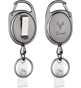 Metal Retractable Badge Holder Reel with Carabiner - Heavy Duty Keychain with Belt Clip