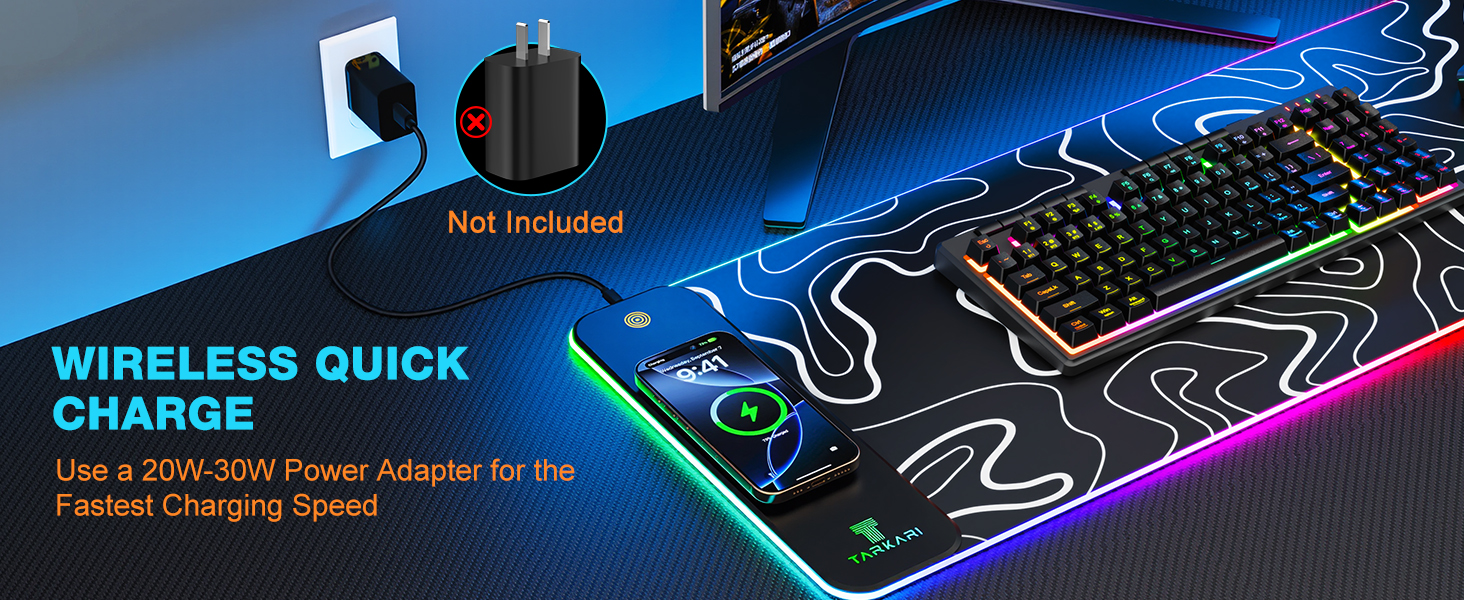 TARKARI Magnetic Wireless Charging RGB Mouse Pad