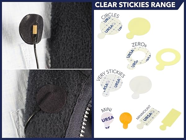Text reads 'CLEAR STICKIES RANGE'. Product image showing transparent adhesive notes or stickers with scattered examples demonstrating their clear, sticky nature.