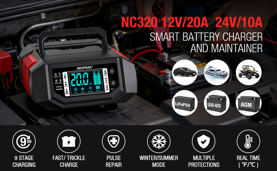 NEXPEAK NC320 12V 20A BATTERY CHARGER