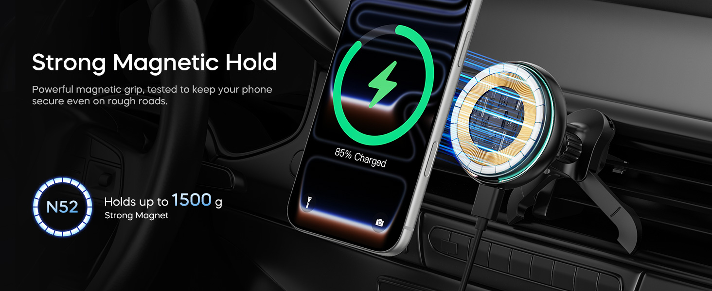 25W Car Wireless Charger, Magnetic Car Phone Holder