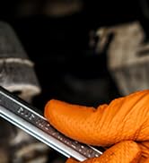 PROMEDIX P Heavy Duty Nitrile Disposable Gloves,8-mil Orange,Raised Diamond Texture Work Gloves,I...