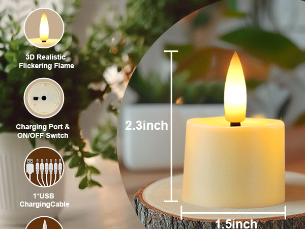 Rechargeable Flameless Tea Lights with Remote Timer