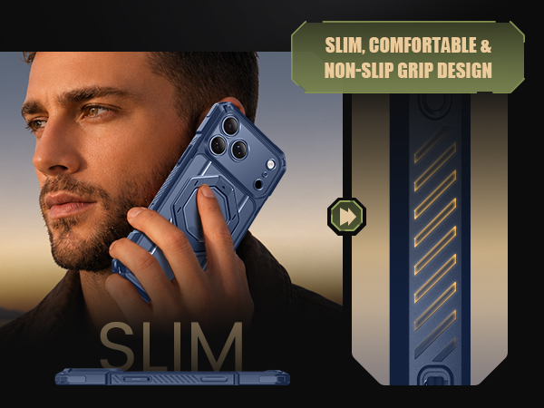 The phone case features non-slip ridges along the edges, allowing for a secure grip on the phone