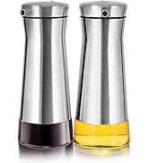 Aelga Olive Oil And Vinegar Dispenser Bottle Set -2 Pack Elegant Stainless Steel Oil Dispenser Se...
