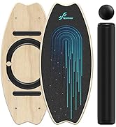 Wooden Balance Board with Adjustable Stoppers: 7 Modes Wobble Board with Roller and Balance Ball ...