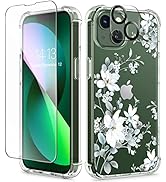 GVIEWIN for iPhone 13 Case Floral, with Screen Protector&amp;Camera Lens Protector,[Non Yellowing] So...