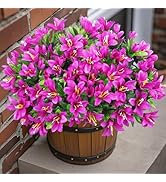 Ouddy Decor 8 Bundles Artificial Flowers for Outdoors, Fake Silk Flowers Azalea Plants UV Resista...