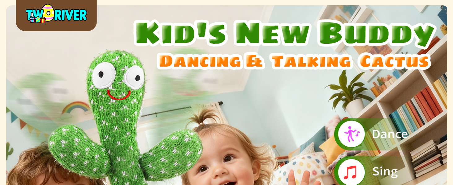Interactive Cactus Toy That Repeats, Sings and Dances, Perfect for Infants