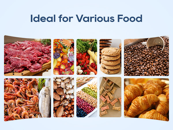 Display of food types suitable for vacuum sealer 