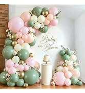 Zesliwy Green Cream White Pink Gold Balloon Arch Kit, Latex, Party Decor | Sage Green Pastel Pink...