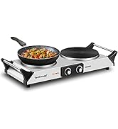 Hot Plate, Techwood Electric Stoves for Cooking, 1800W Countertop Doubel Burner with Adjustable T...
