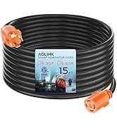 AOLINK Generator Extension Cord, 15 ft, 30 Amp, NEMA L14-30P/L14-30R, 4-Prong Locking, Heavy Duty...