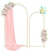 Toodour Arch Backdrop Stand 7.2FT, 6FT Set of 2 Gold Metal Wedding Balloon Arch Stand for Birthda...