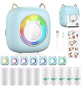 HUIJUTCHEN Mini Printer Portable, Bluetooth Pocket Thermal Sticker Printer with 10 Rolls Thermal ...