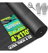 PAMAZY [Premium] Non Woven 6oz 4x110ft Geotextile Fabric (Gloves &amp; Scissors Included), Heavy Duty...