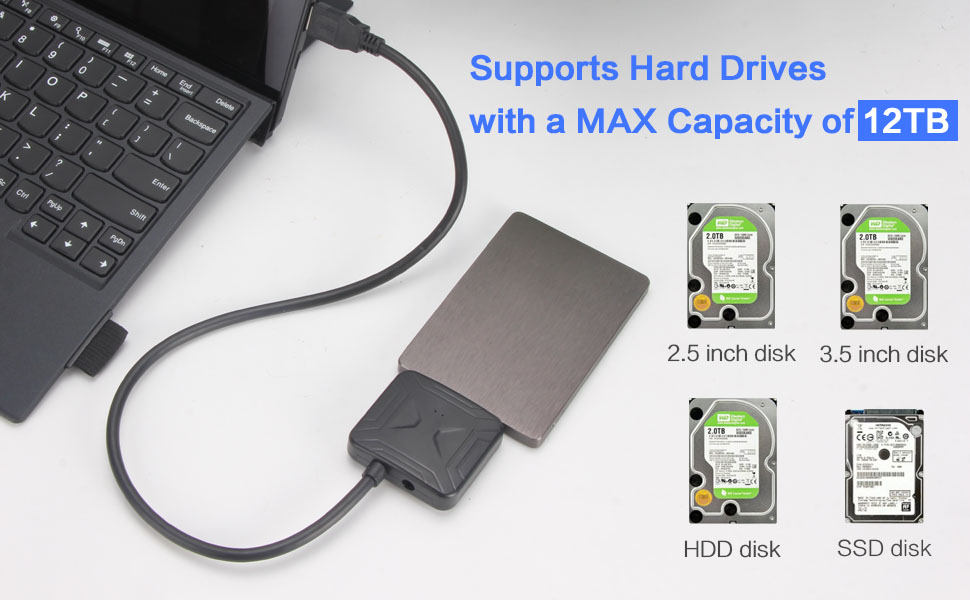 External Transfer Cable for SSD USB 3.0 to 2.5"3.5" SATA III Hard Drive Adapter SATA to USB Adapter