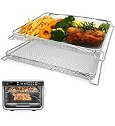 KINLYBO 2PCS Air Fryer Oven Basket, Replacement Stainless Steel Baking Trays for Ninja Foodi DT20...