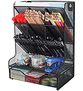 PAG Desk Organizer with Drawer Office Supplies and Accessories Storage Caddy Hanging Wall Shelf M...