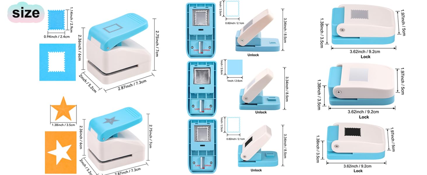 1X0.8inch Rectangular Postage Stamp Punch