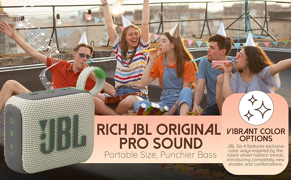 Close-up of JBL portable speaker, highlighting its rich, high-quality original sound output.