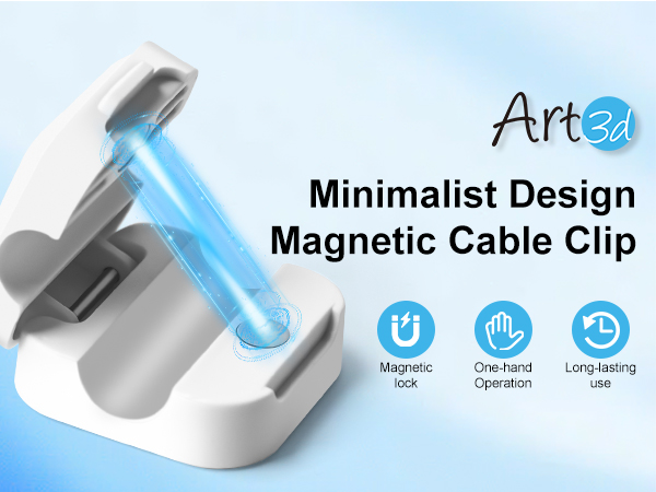 Art3d Minimalist Design Magnetic Cable Clip: One hand operation, Long lasting use, magnetic lock
