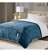Sherpa Soft California King Electric Blanket with Dual Controls, Heating Blankets | Washable | 1-...