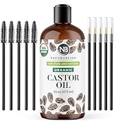 NaturoBliss Organic Castor Oil 100% Pure and Natural Premium Grade for Hair Growth, Eyelashes and...