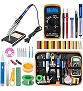 Soldering Iron Kit, 60W Adjustable Temperature, Digital Multimeter, 5pcs Soldering Tips, Wire, St...