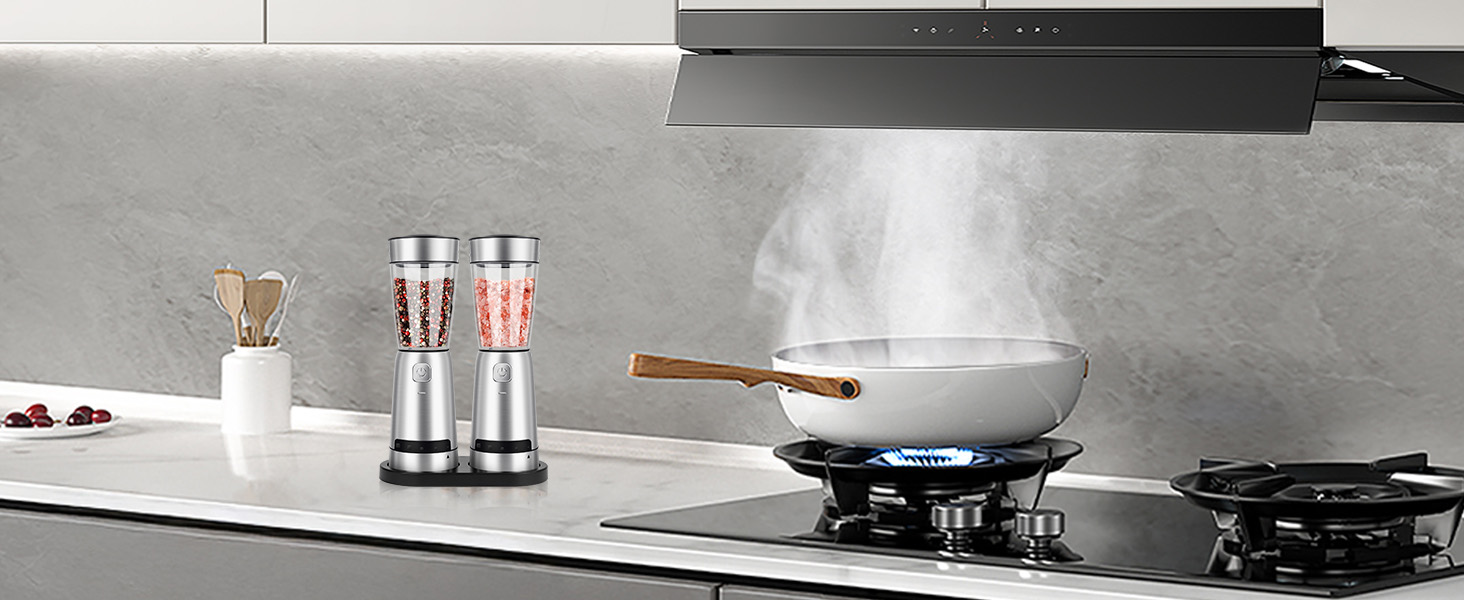 electric salt and pepper grinder set stainless steel